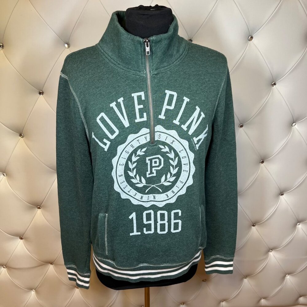 Pink Green Love Pink 1986 Quarter-Zip Sweatshirt Size S/P